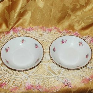 2 Vintage Soup Bowls Wawel Poland Floral Porcelain Dishes Cottagecore